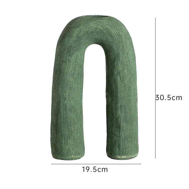 Afralia™ Arc Ceramic Vase Geometric Abstract Home Decor Flower Arrangement Accessory