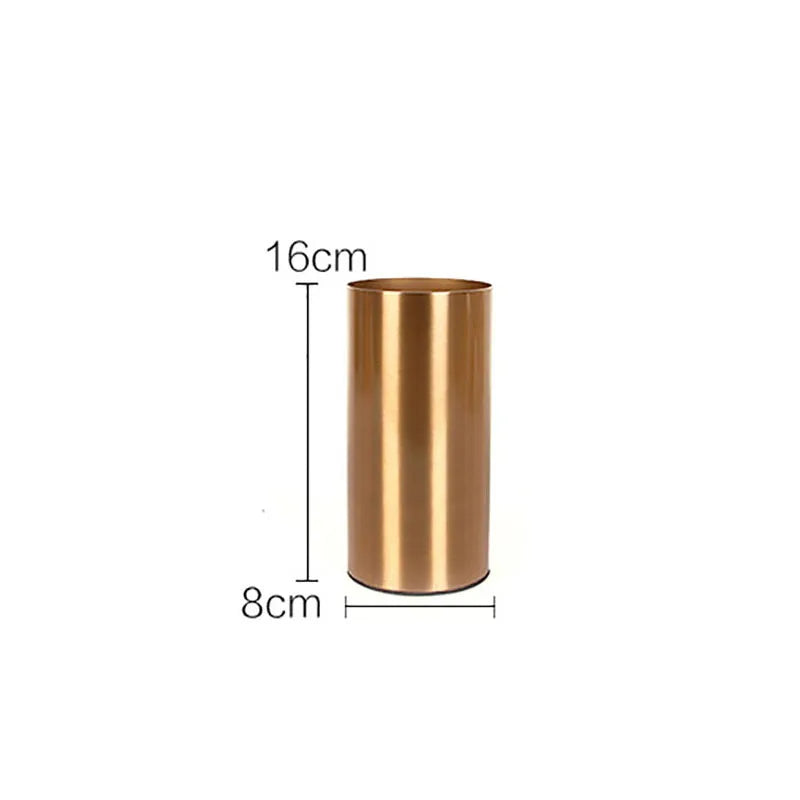 Afralia™ Gold Plated Cylinder Vase Desk Decor - Minimalist Modern Home Decor & Flower Arrangement