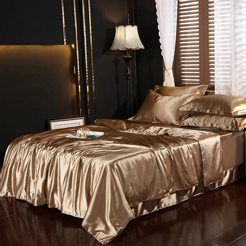 Afralia™ Silk Bedding Set: Smooth 100% Silk Comforter Cover Sets for Full Twin King Queen