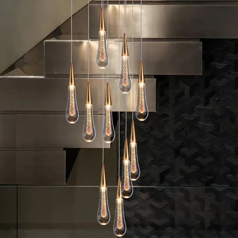 Afralia™ Waterdrop Crystal Chandelier: Elegant Lighting for Villa, Living Room, and Dining Room