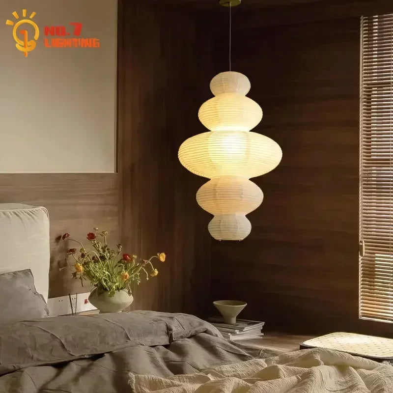 Afralia™ Wabi-sabi Rice Paper Pendant Lights - Ceiling Hanging Lamp for Living Room