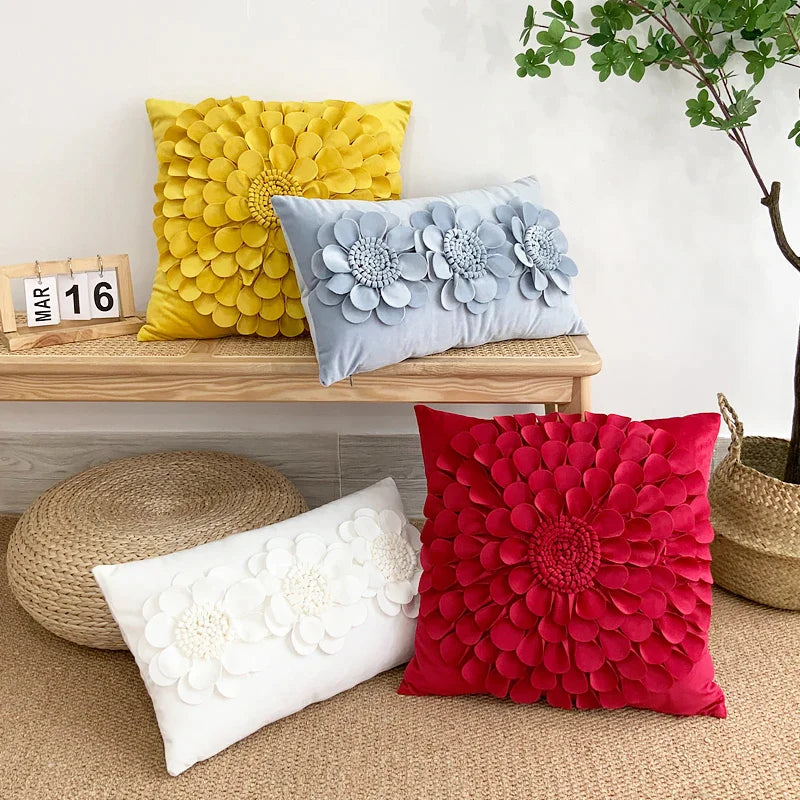 Afralia™ Chrysanthemum Sun Flower Velvet Cushion Cover Set for Cozy Home Decor