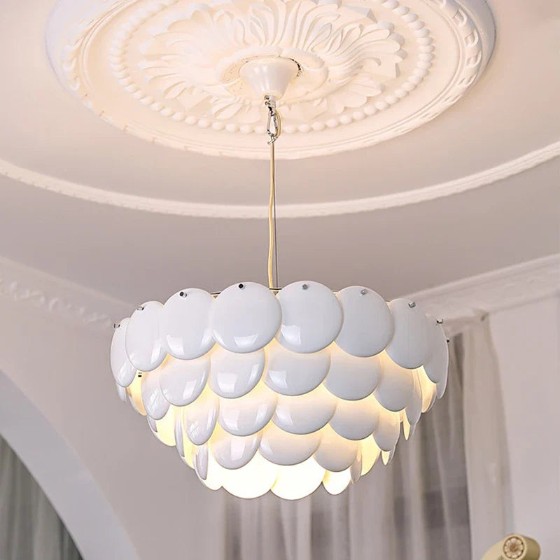 Afralia™ White Ceramic Chandelier: Danish Design Hanging Lamp for Home Decor & Dining