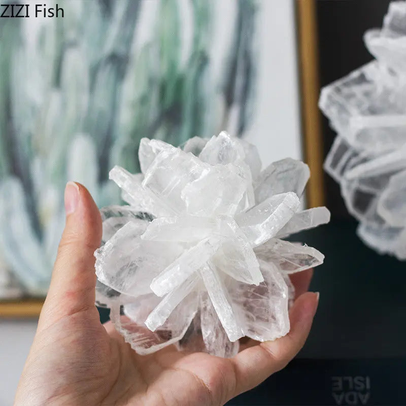 Afralia™ White Ore Flower Gypsum Statue Decorative Figurines