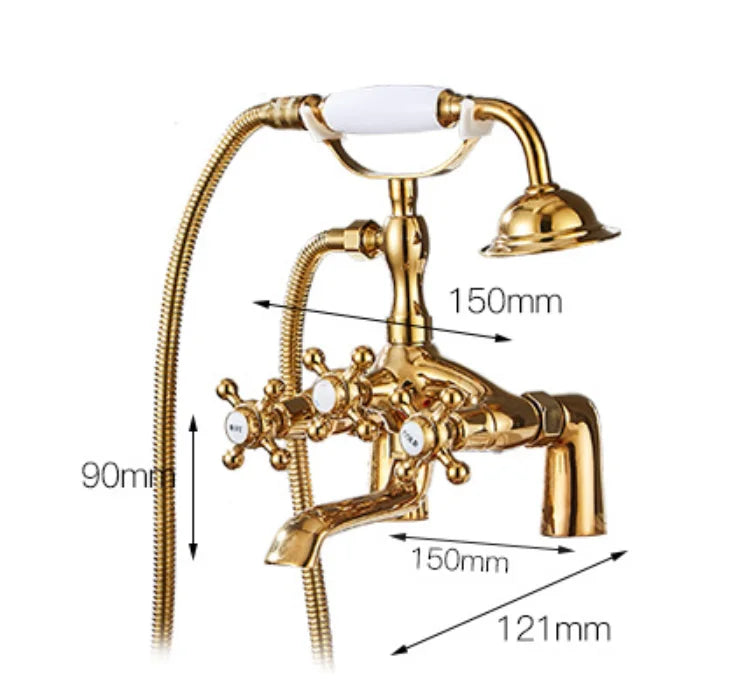 Afralia™ Antique Chrome Bathtub Shower Mixer Faucet Tap Set for Bathroom