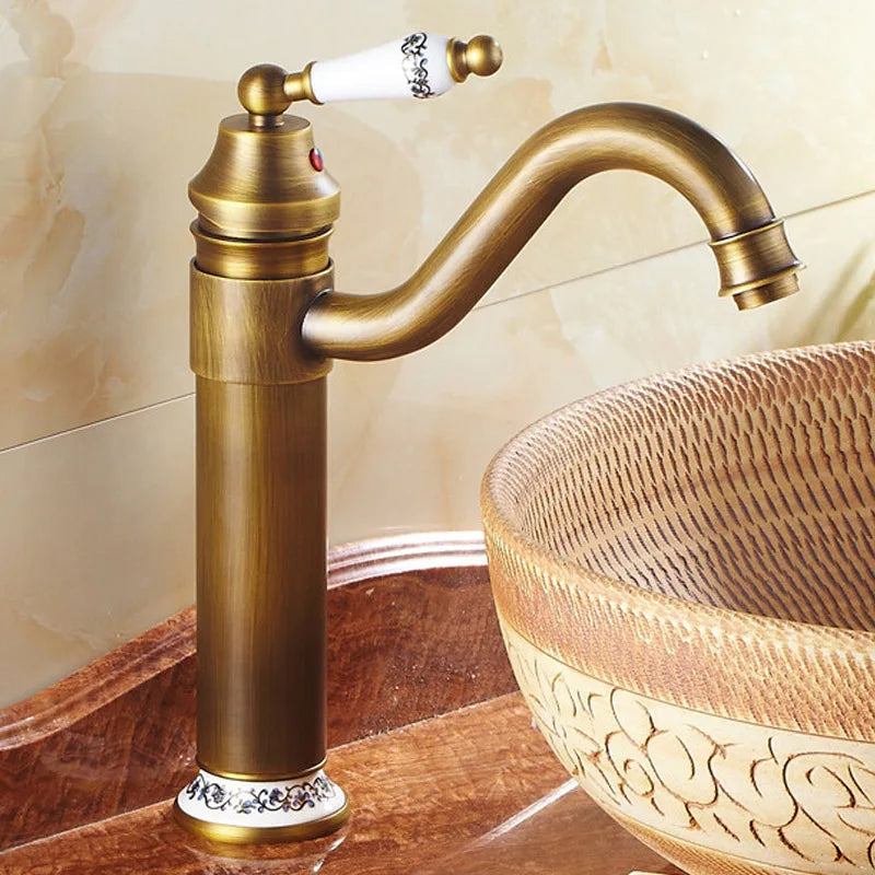 Afralia™ Antique Bronze Finish Bathroom Sink Faucet - Basin Tap YT-5050