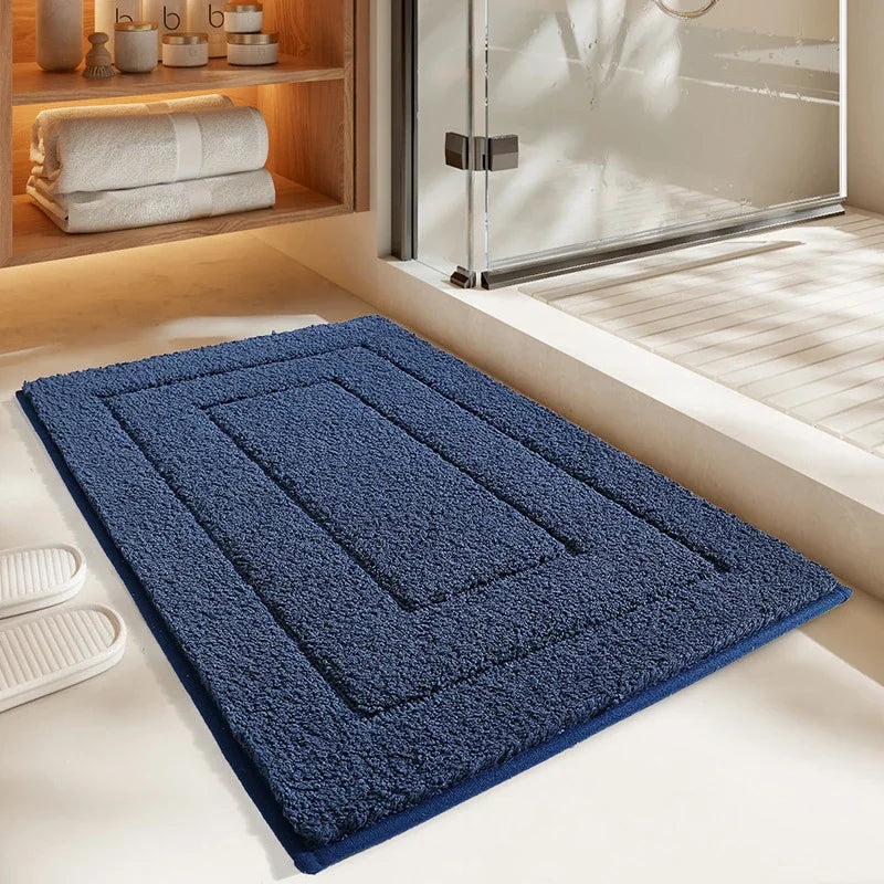 Afralia™ Geometric Flocked Bath Mat Thicken Super Absorbent Anti-slip Bathroom Rug.