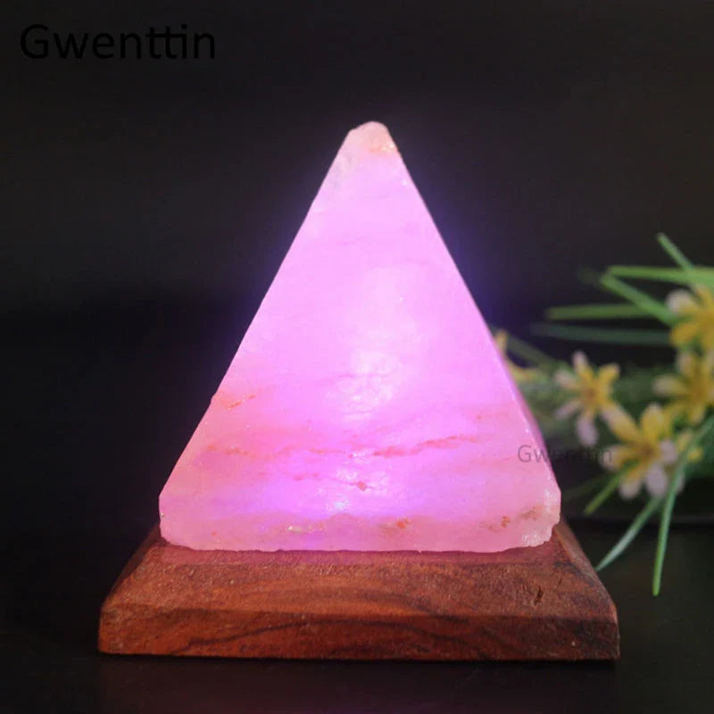 Afralia™ Crystal USB Salt Lamp Hand Carved Triangle Purifier Night Light