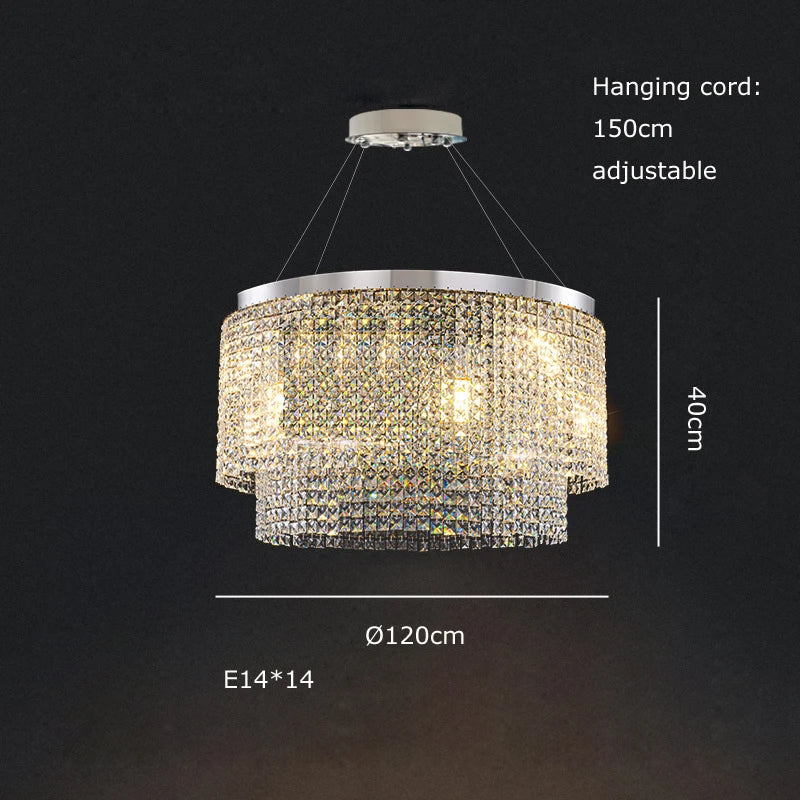 Afralia™ Crystal Tassel Golden Ceiling Chandelier for Dining Table