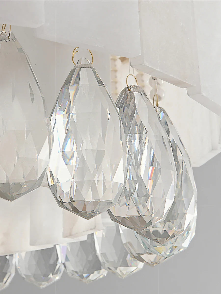 Afralia™ Crystal Marble Ceiling Chandelier LED Hanging Lamps for Dining Room