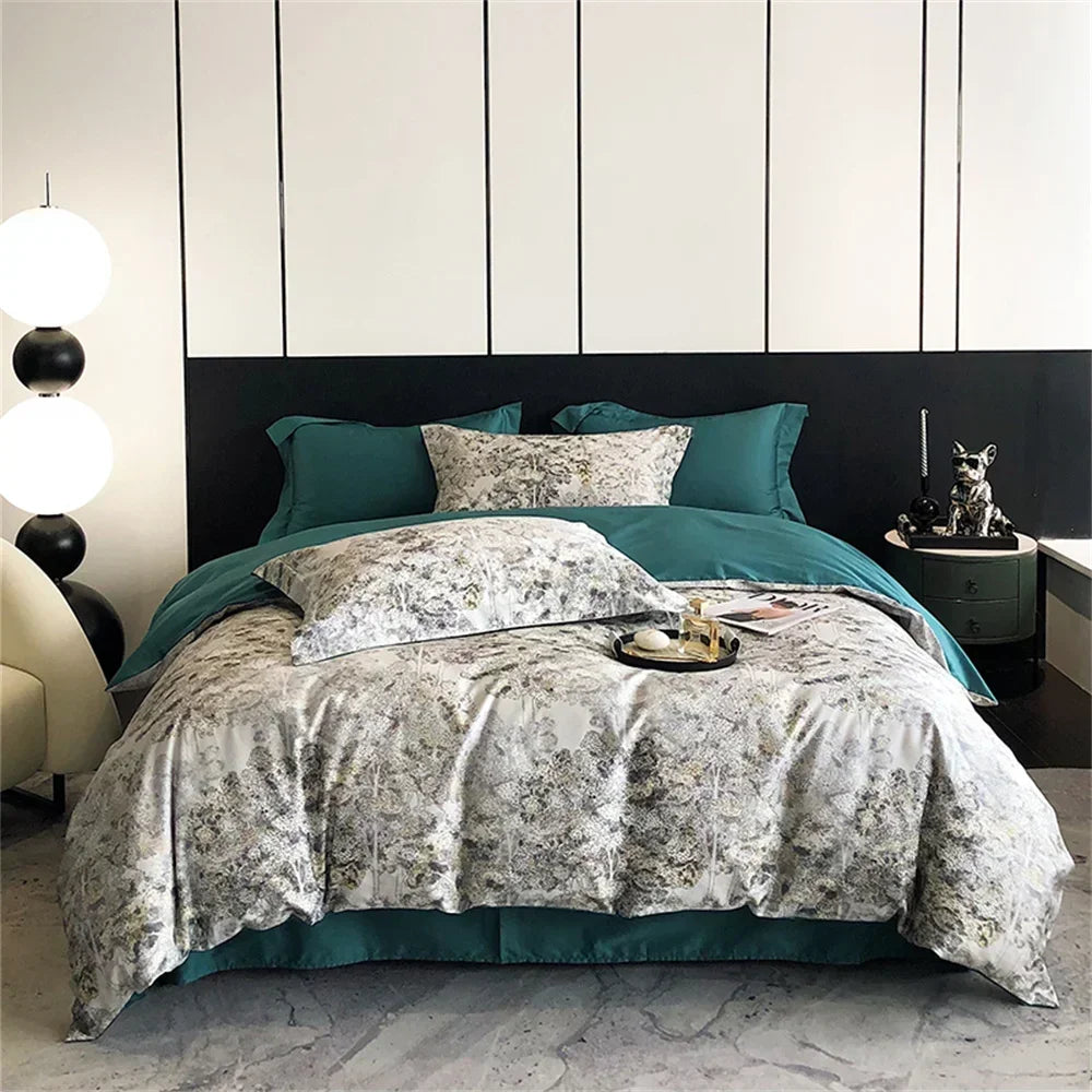 Afralia™ Colorful Egyptian Cotton Bedding Set: Sheet, Pillowcase, Duvet Cover - Queen King Full Size