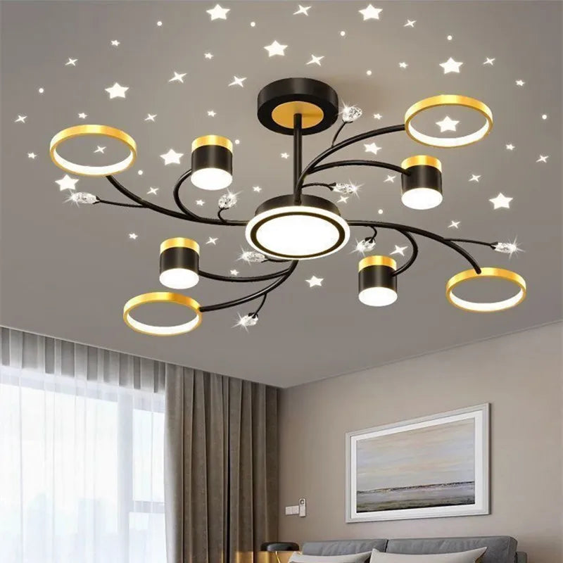 Afralia™ Nordic Starry Sky Dimmable LED Ceiling Chandelier for Home Decor Lighting