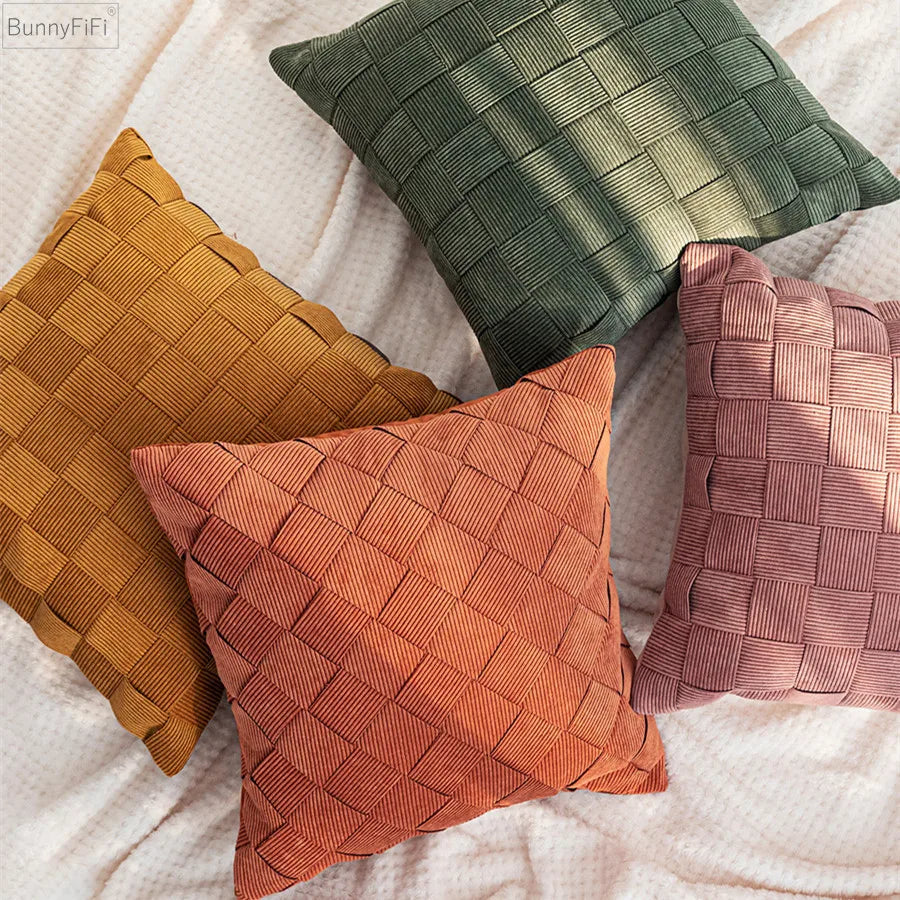 Afralia™ Grey Weaving Luxury Pillow Cover 45x45cm for Sofa Livingroom Bedroom