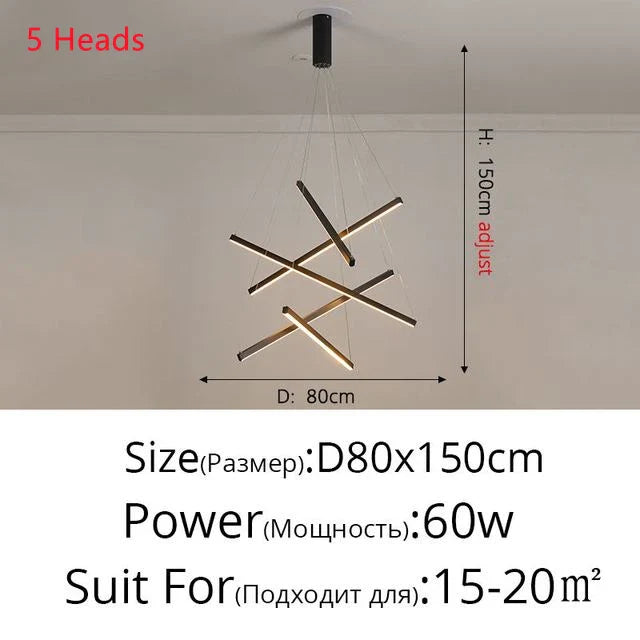 Afralia™ Aluminum Ceiling Chandelier with Changeable LED Shape for Stairway and Living Room