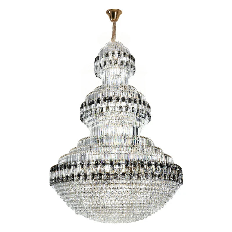 Afralia™ Crystal Chandelier Luxury Duplex Building Hollow Luxury Lamp