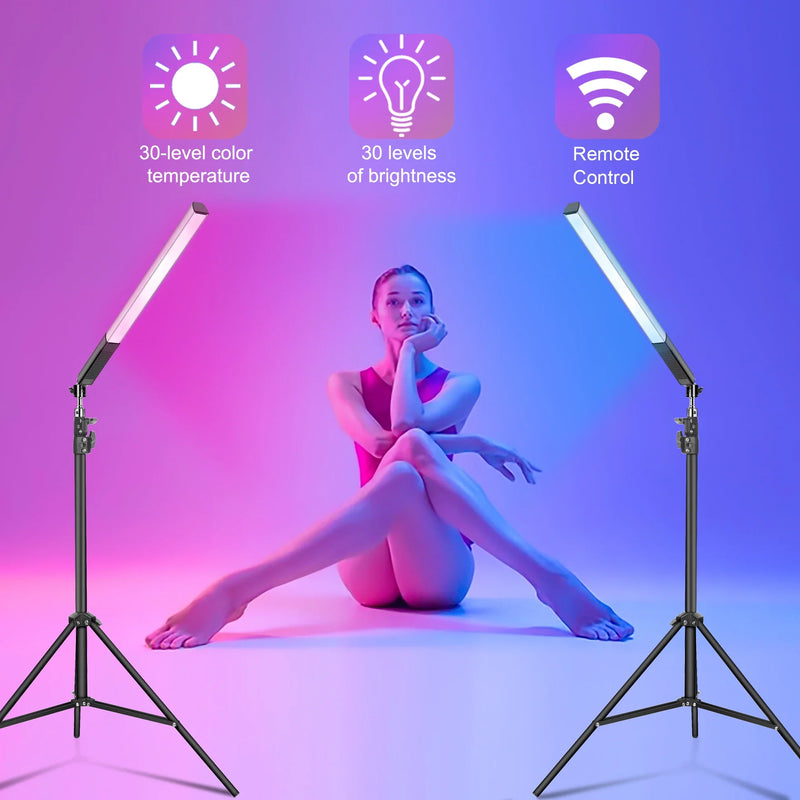 Afralia™ LED Light Wand RGB Stick with Tripod Remote Control Handheld Lamp