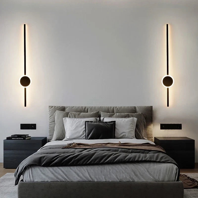 Afralia™ Nordic Black Gold LED Wall Sconce for TV Background and Bedroom