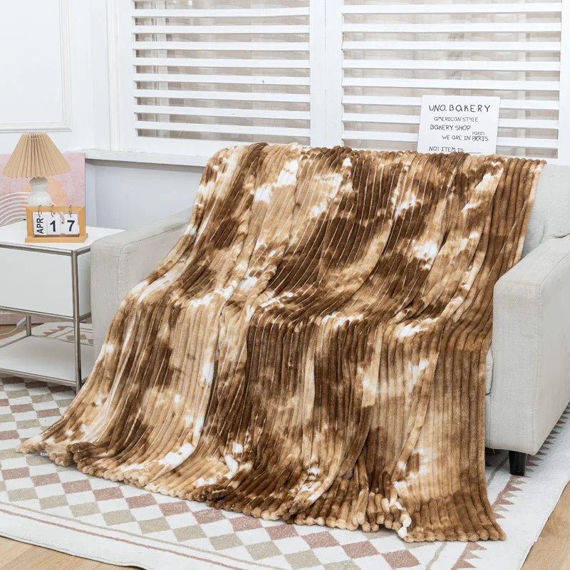 Afralia™ Striped Faux Rabbit Plush Multi Functional Blanket for All Seasons