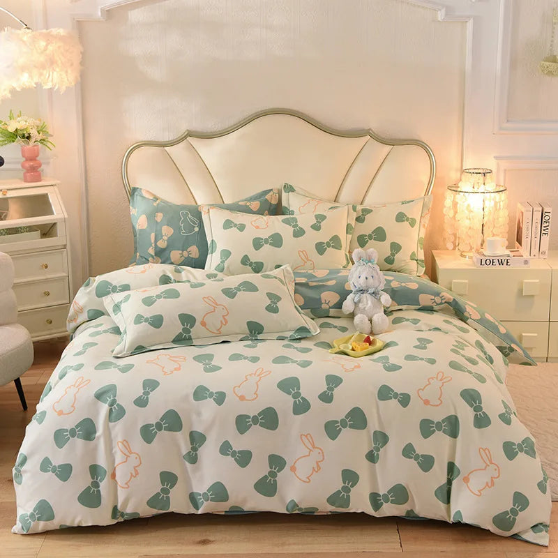 Afralia™ Flower Print Cotton Bedding Set: Warm & Cozy for Autumn/Winter comfort.