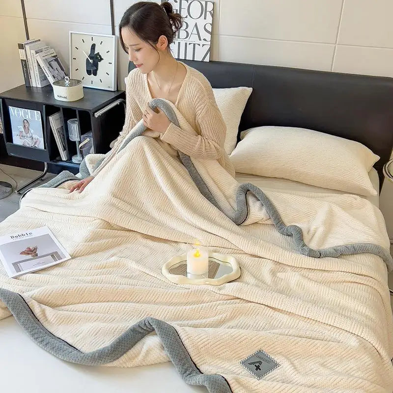 Afralia™ Light Luxury Velvet Plush Cotton Blanket