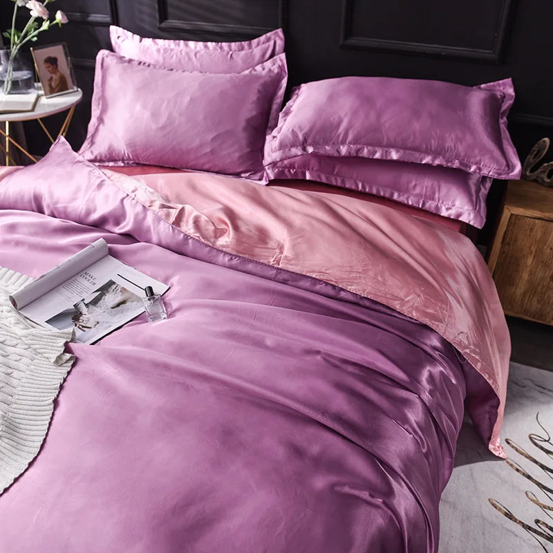 Afralia™ Ice Rayon Satin Bedding Set: Cooling, Soft, Summer Comfort for Twin-Double Bed