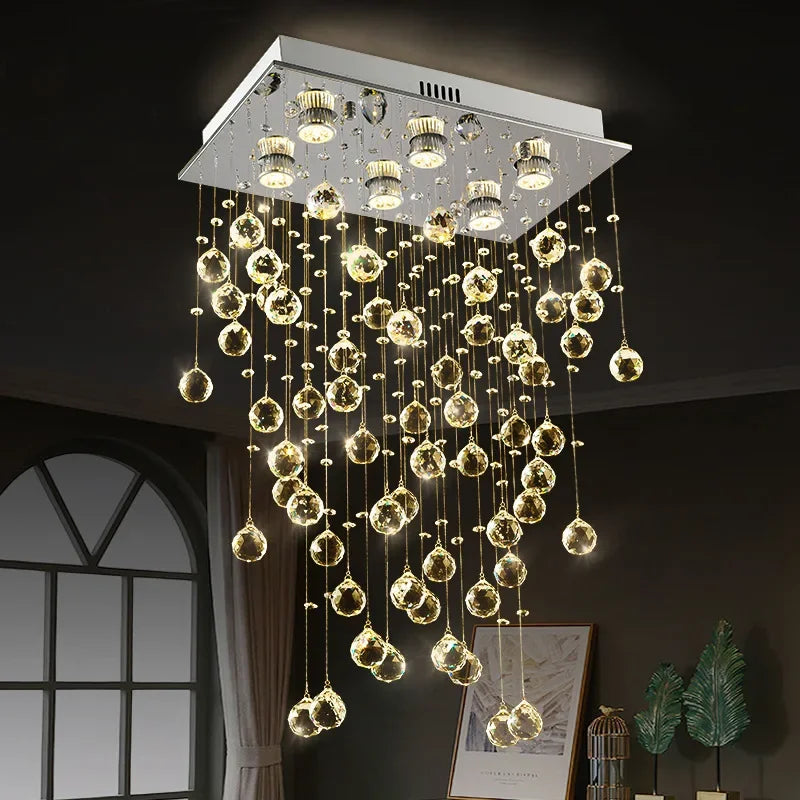 Afralia™ Luxury Led Crystal Chandelier for Living Dining Room, Elegant Home Decor Lighting