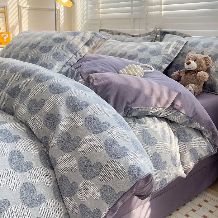 Afralia™ Plant Printed Cotton Brushed Duvet Cover Set for Double Bed