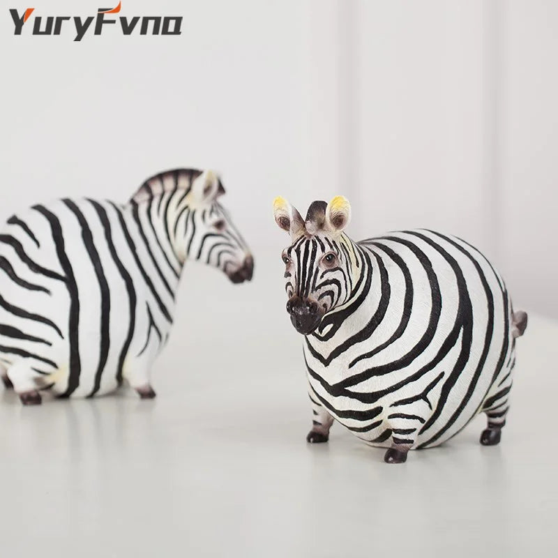 Afralia™ Nordic Fat Zebra Miniature: Creative Modern Art Animal Figurine Ornament