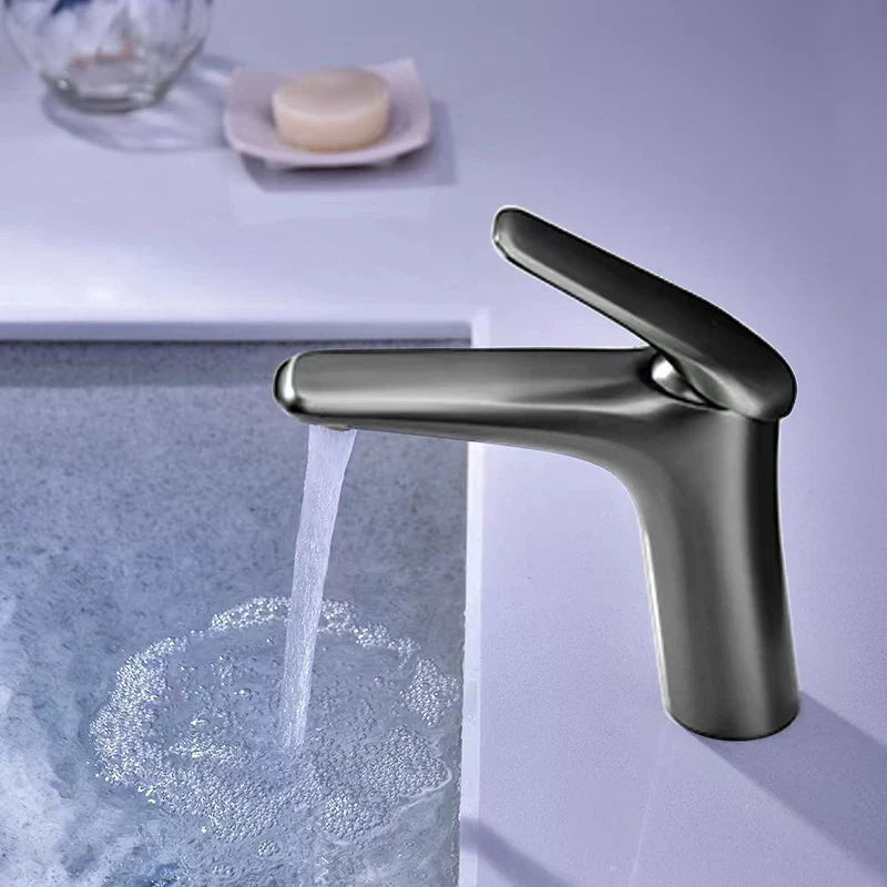 Afralia™ Basin Faucet: Single Handle Mixer Tap in Black/Chrome/Grey/Gold with Hot Cold Water