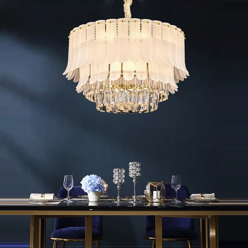 Afralia™ Golden Crystal Chandelier: Postmodern Luxury Round Chandelier for Living Room