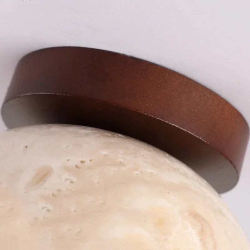 Afralia™ Yellow Cave Stone LED Ceiling Lamp Wood Canopy G9 White Glass