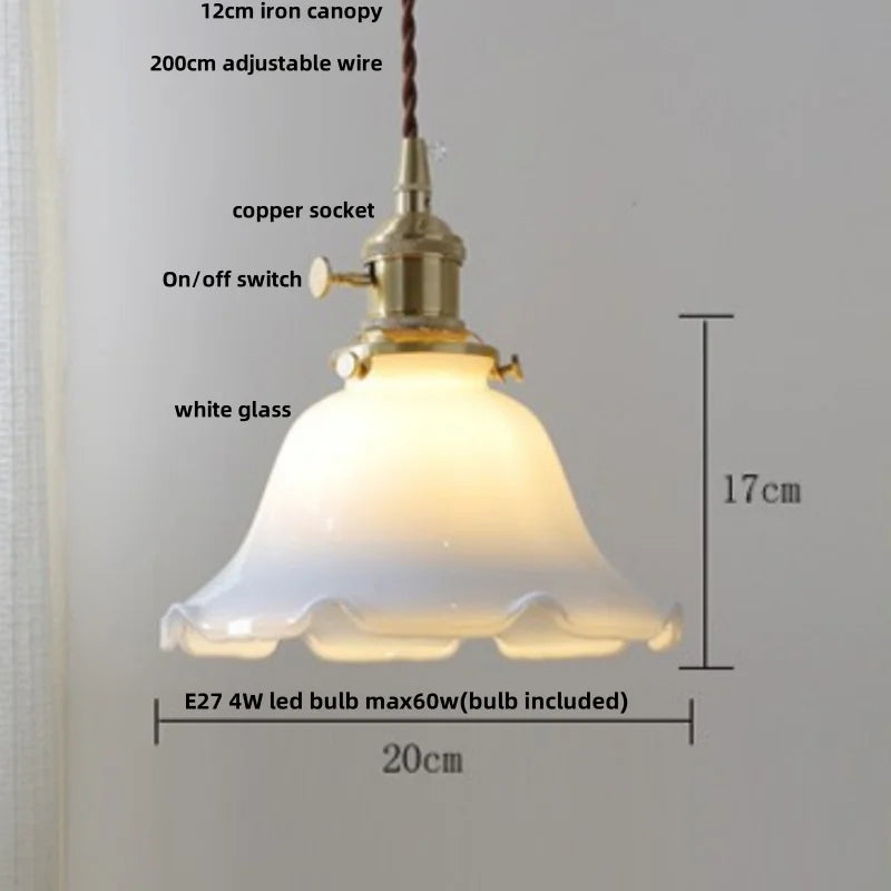 Afralia™ Glass Pendant Lamp with Adjustable LED, Copper Base - Modern Nordic Style