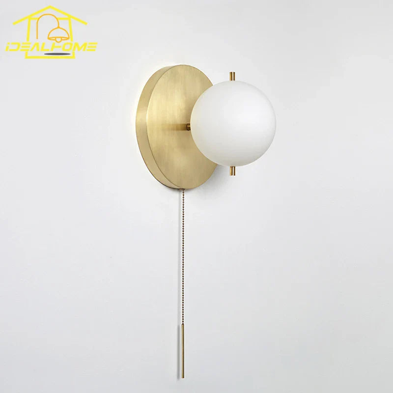 Afralia™ Black/Gold Ball Wall Lamp - Minimalist Iron Art Decor for Bedroom & Cafe