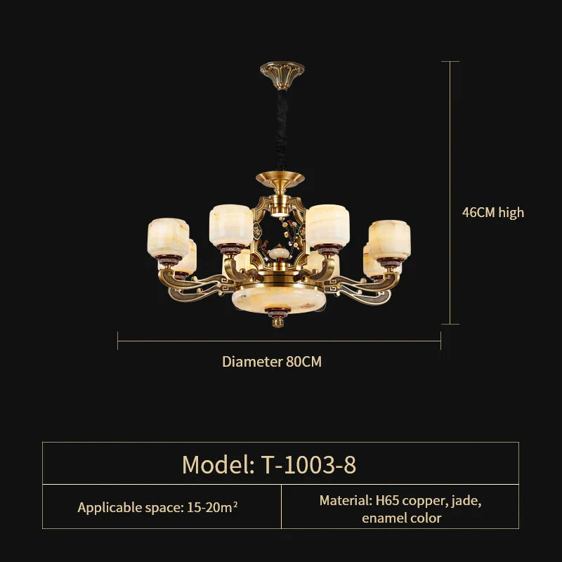 Afralia™ Zinc Alloy Chandelier with Jade Crystal Accent for Duplex Building Living Room