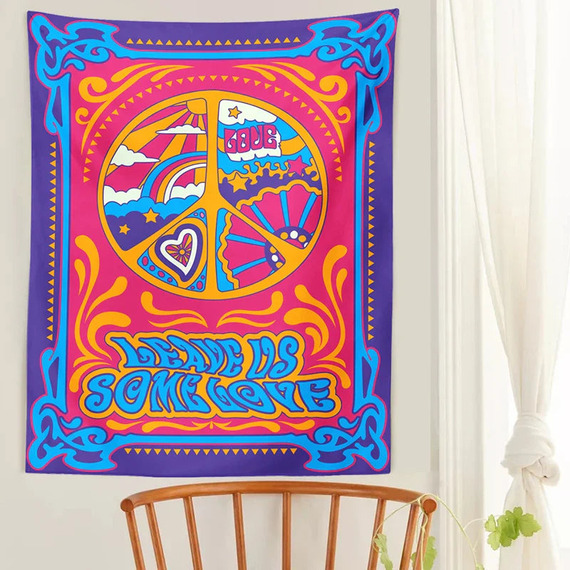 Afralia™ Psychedelic Peace Symbol Tapestry Wall Hanging Home Decor