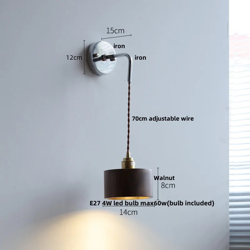 Afralia™ Walnut Ash LED Wall Sconce Adjustable Japanese Style Stair Light Fixtures