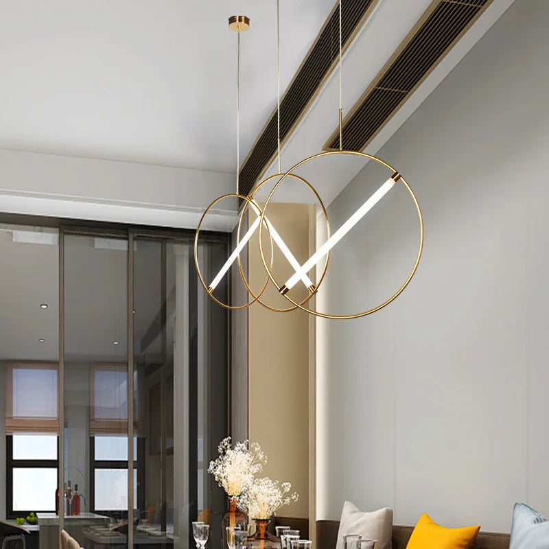 Afralia™ Metal Chandeliers - Modern Minimalist LED Round Hanglamp
