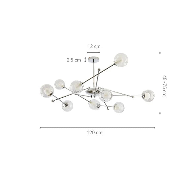 Afralia™ Modern Chrome Finish Clear Glass Chandelier Pendant for Dining Living Bedroom