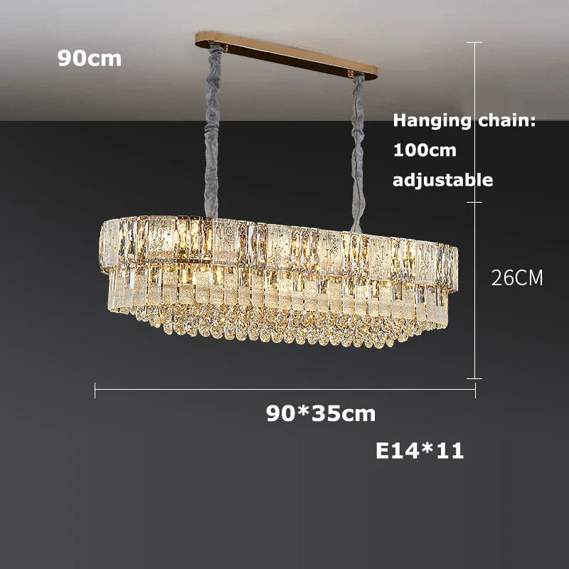 Afralia™ K9 Crystal Gold Chandelier Lighting for Living Room