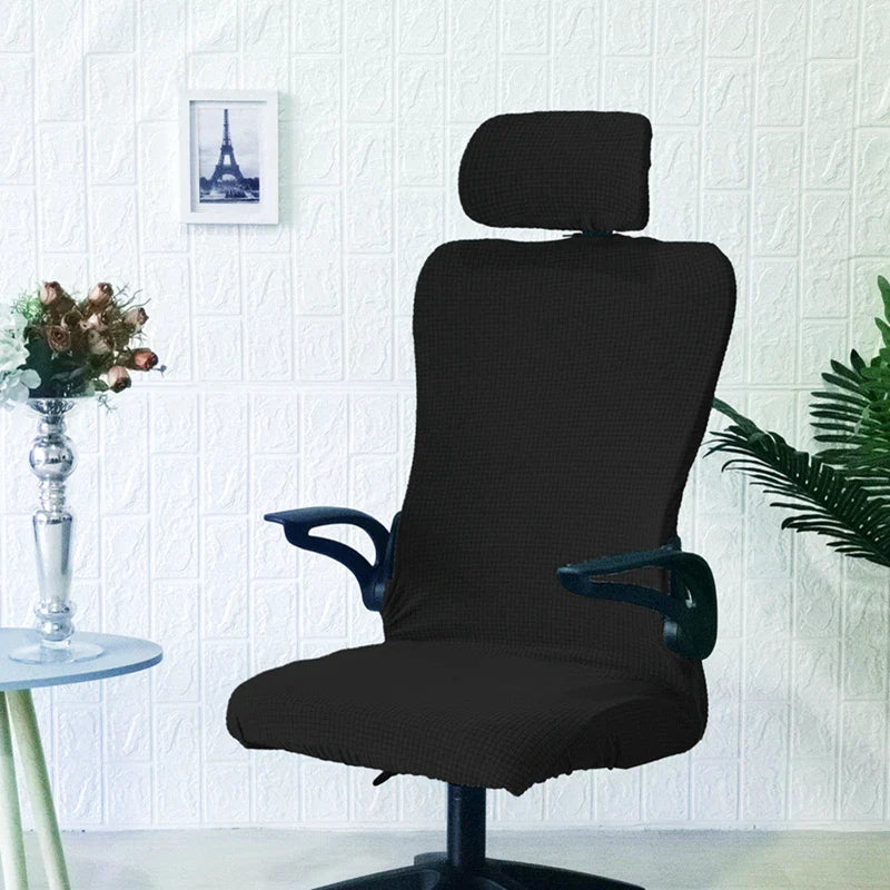 Afralia™ Waffle Grid Chair Cover | Solid Color Fleece Seat Case | Waterproof & Stretch_office Home Chair Protector
