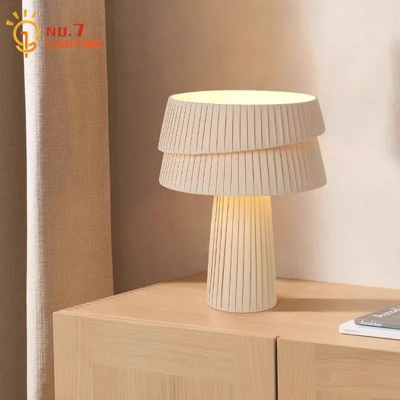 Afralia™ Cream Wind Mushroom Table Lamp LED E27 Retro Atmosphere Decor for Bedroom, Cafe