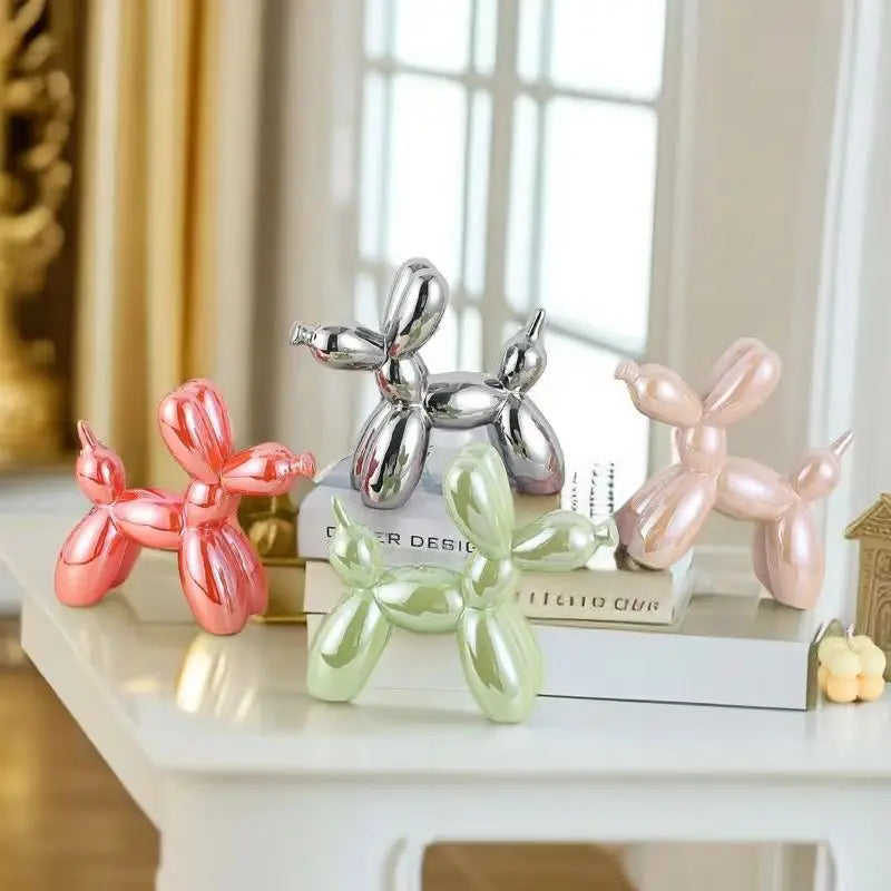 Afralia™ Mini Ceramic Balloon Dog Sculpture for Home Office Decor and Festive Accents