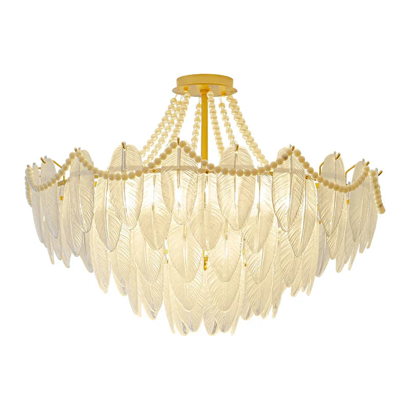Afralia™ Modern Feather Glass Chandelier for Elegant Living Spaces