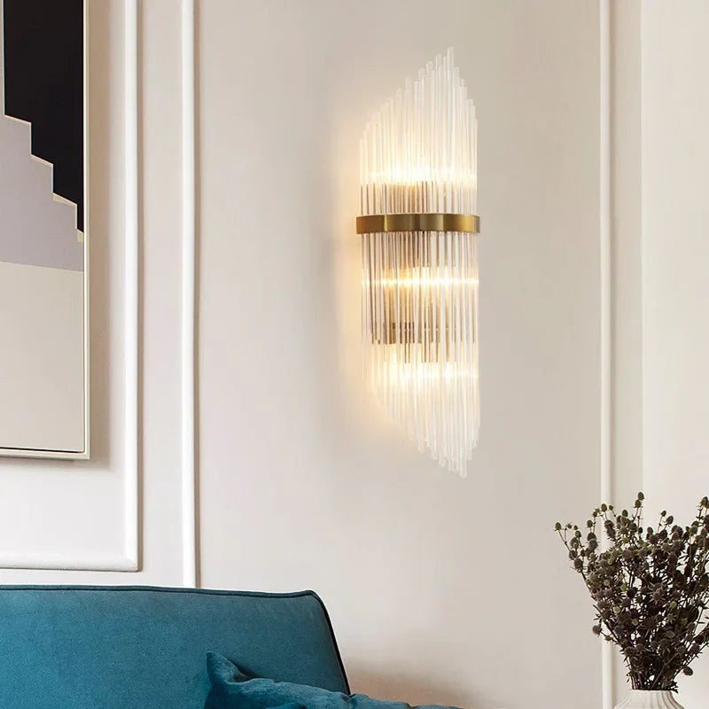Afralia™ Crystal Gold LED Wall Sconce for Bedroom Living Room Home Decoration