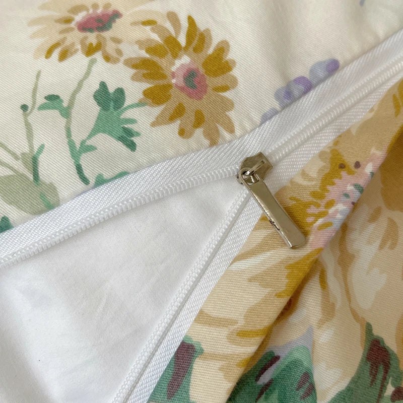 Afralia™ Korean Princess Flowers Bedding Set - Duvet Cover, Bed Skirt, Pillowcases