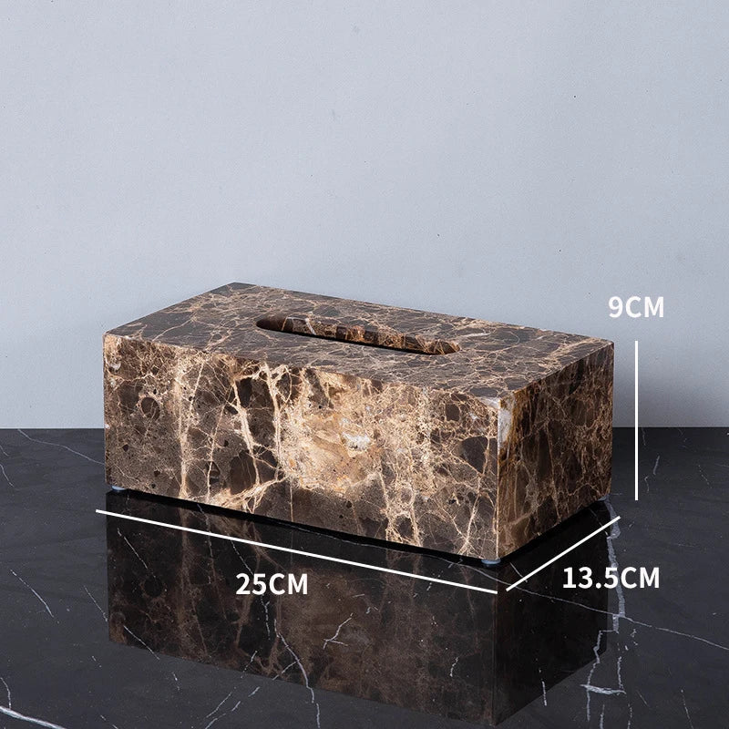 Afralia™ Marble Napkin Tissue Box Holder | Luxury Bathroom Accessories Set