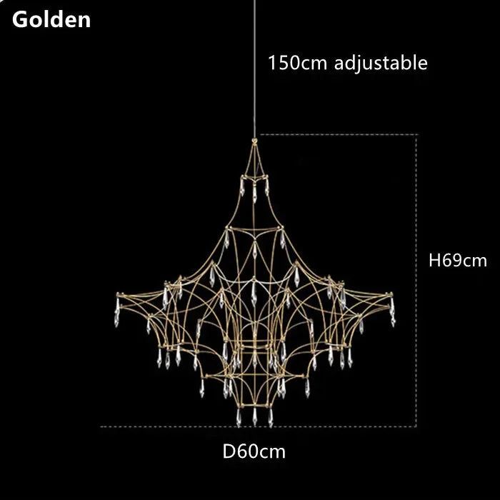 Afralia™ Quasar Crystal LED Golden Lustre Pendant Lamp - Chrome Design for Home Lighting