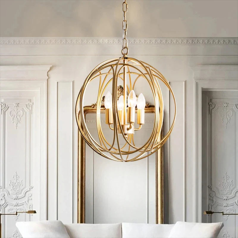 Afralia™ Gold Crystal Chandelier Ring Ball Ceiling Light