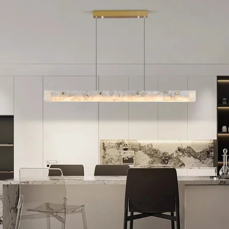 Afralia™ Modern Luxury Marble LED Chandelier Gold Suspension Light