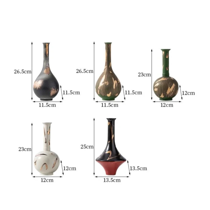 Afralia™ Handmade Porcelain Vase Vintage Ceramic Jar Home Decor Bouquet Flower Arrangement